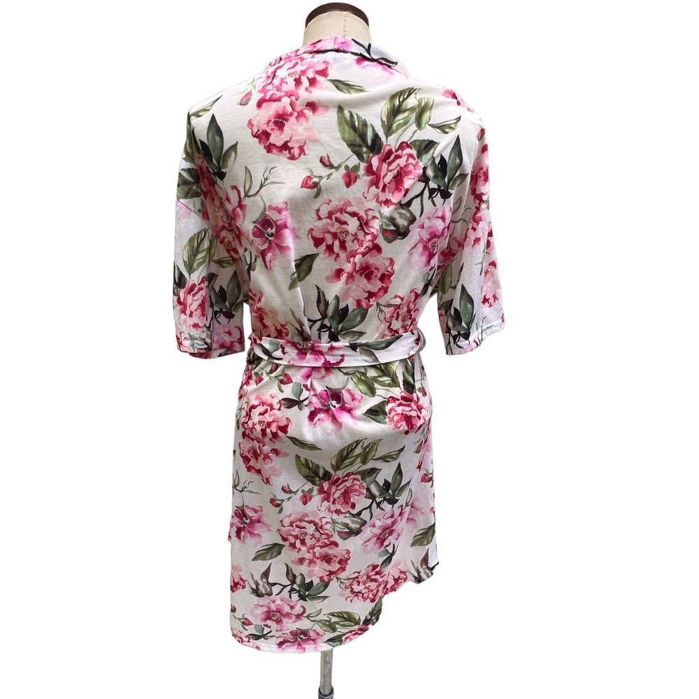 Show Me Your Mumu Brie Robe Floral Kimono Pink White OS Boho Bridal Lounge - Picture 4 of 13